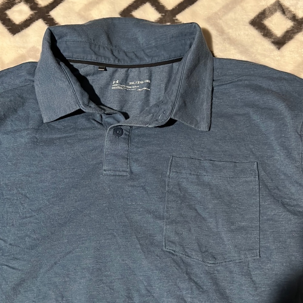Under Armour Light Blue Polo Shirt Men’s 2XL Loose Fit Soft Athletic Sporty XXL
